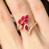 Vintage Medieval Jewelry Red Corundum Ring French Retro Heavy Industry Gold-plated Blue Spinel Antique Colored Treasure Ring