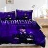 3pcs Wednesday Addams Printed Quilt Set - Includes 1 Quilt Cover and 2 Pillowcases, Machine Washable - Suitable for All Seasons.H101