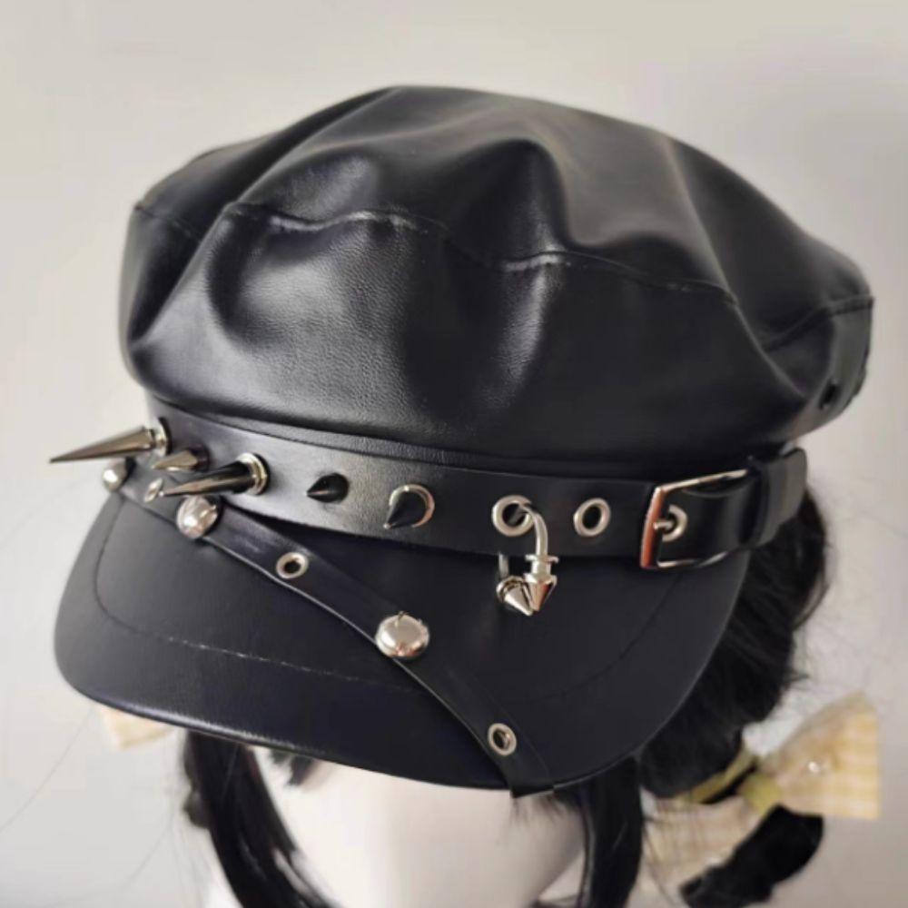 Dark Retro Gothic Spike Cap Lolita Cool Painter Hat Harajuku Rivet Punk Cap  Mens Women