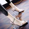 Silver High Heels Women's Summer Design Sense Niche Temperament 2025 with Skirt Transparent Rhinestone Thin Heel with Sandals