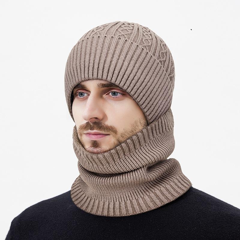 Зимняя толстая теплая шапка-бини из двух частей для шеи, мужская ветрозащитная, морозостойкая лыжная шапка, шерстяная шапка