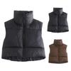 Women's Winter Crop Vest Lightweight Sleeveless Warm Outerwear Vest Padded Gilet