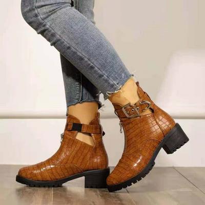 Модные женские ботильоны на платформе, весна-осень, черные кожаные ботинки на толстом каблуке, женские рабочие ботинки