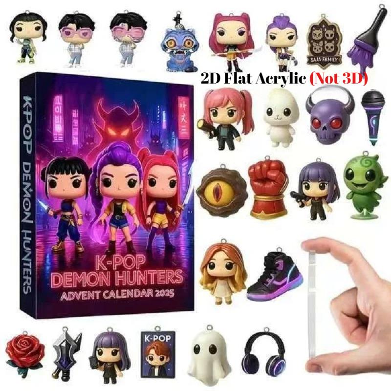Рождественская коробка-сюрприз Дьявол Kpop Охотник на демонов KDH Премиальный адвент-календарь 2025 Команда охотников на ведьм Акриловая подвеска Игрушка Подарок