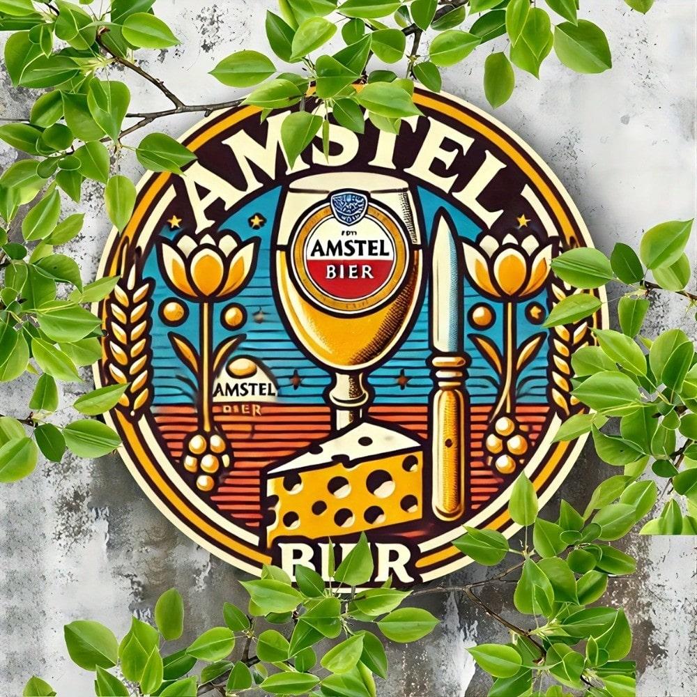 Винтажная жестяная вывеска Amstel Bier 8x8 Ретро Алюминиевое Настенное Искусство для Домашнего Бара Паба Декор