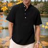 Men's Linen Shirts Short Sleeve Button Up Turn Down Collar Casual Summer Home Daily Shirts