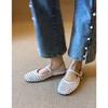 French Literary Style Woven Hollow Breathable Mary Jane Single Shoes Women's Word with Flat Sandals