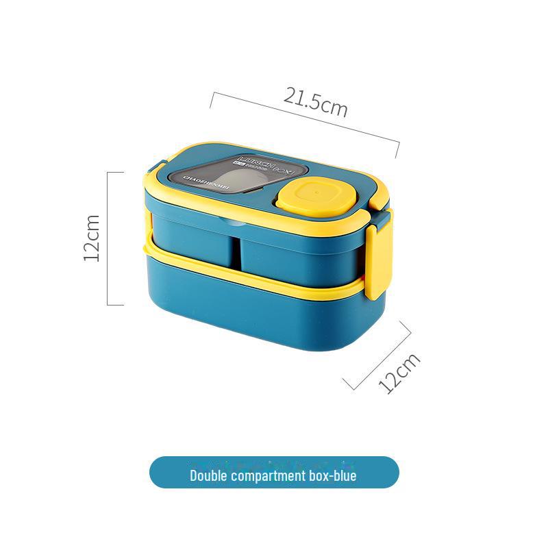 Многослойный герметичный ланч-бокс со столовыми приборами для школьников, пригодный для использования в микроволновой печи