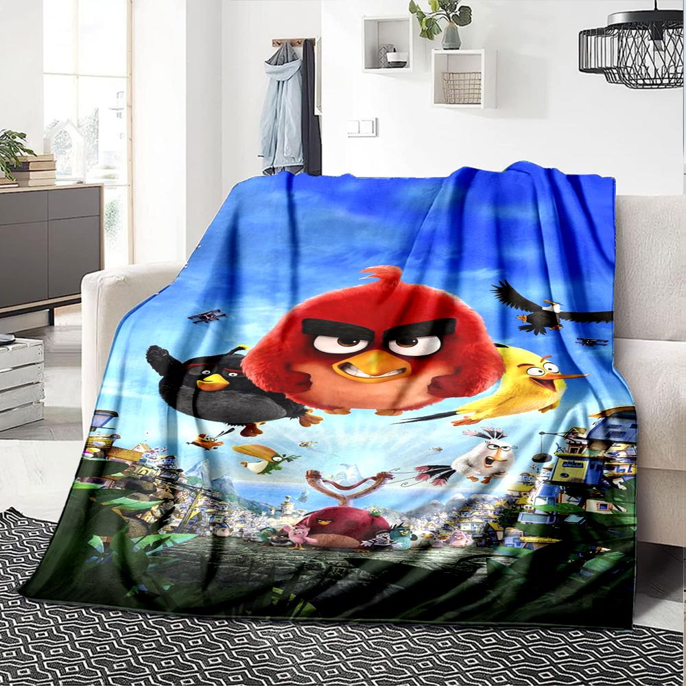 Angry Birds Theme Printed Blanket - Perfect for Couch, Bed, Travel & Outdoor Use | Machine Washable, Cozy & Durable.