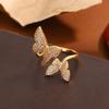 Роскошное открытое кольцо с бабочкой и кубическим цирконием для женщин – Регулируемое, полностью инкрустированное, сверкающее, модное ювелирное изделие