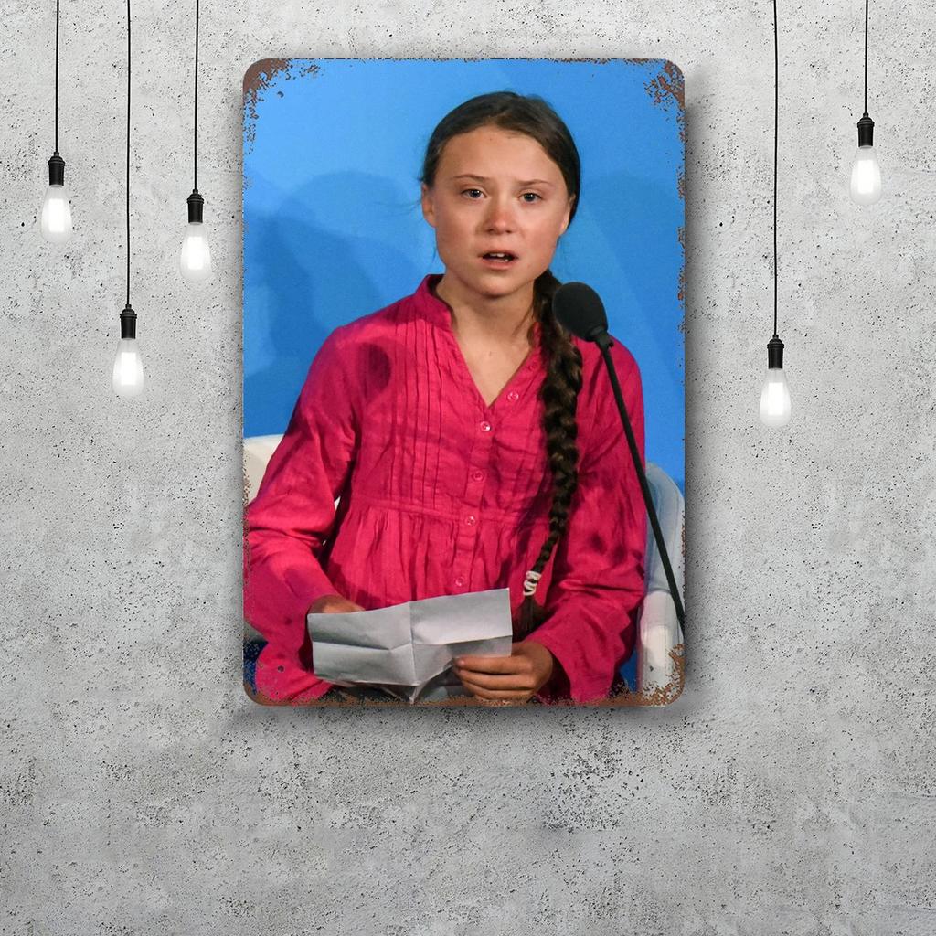 Грета тунберг активист Забавный Металлический Знак Ретро Табличка Винтажный Знак Алкогольный Напиток Паб Клуб Кухня Настенное Украшение