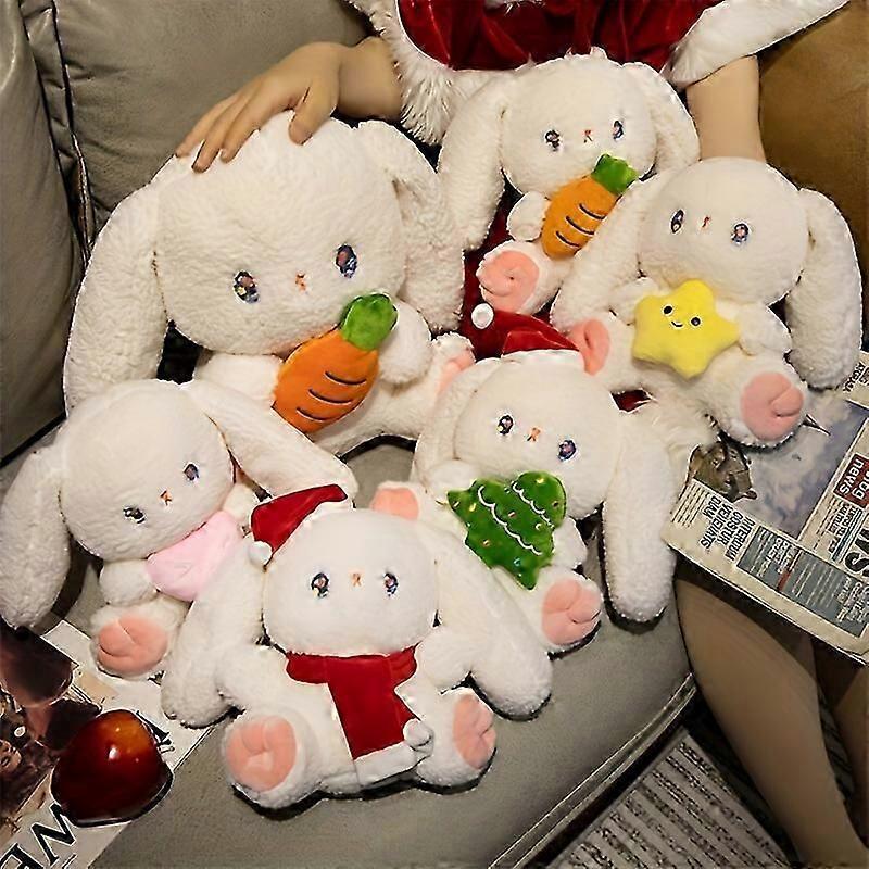 Cute Cartoon Soft Christmas Rabbit Plush Toy Rabbit Doll Childrens Comfort Doll Christmas Birthday Gift