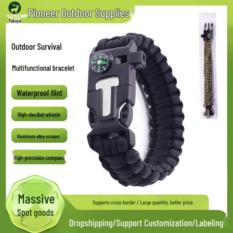 Браслет из паракорда для выживания в дикой природе: Многофункциональная спасательная веревка «Волчий Воин» для активного отдыха