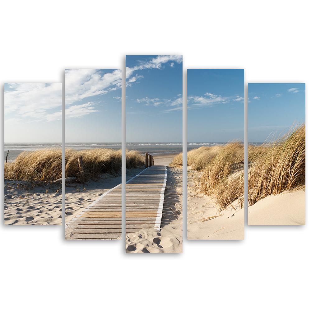 Five Piece Picture Canvas Print Beach Sea Sand Nature