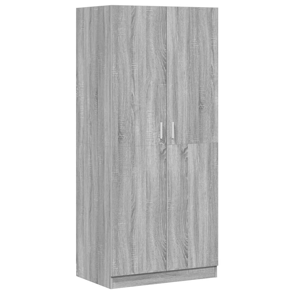 Vidaxl Szafka, Szary Dąb Sonoma, 80X52X180 Cm, Materiał Drewnopochodny