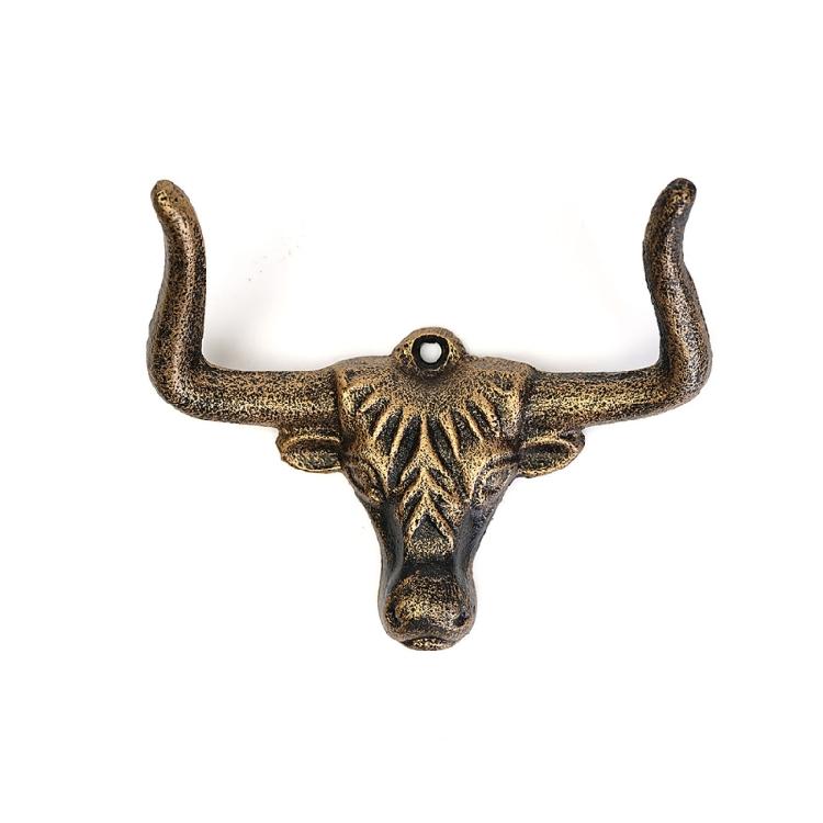 Entryway Wall Hook Metal Bull Head Double Hook for Keys Hats Leashes, Ranch Accent for Bathroom Bedroom Walls Home
