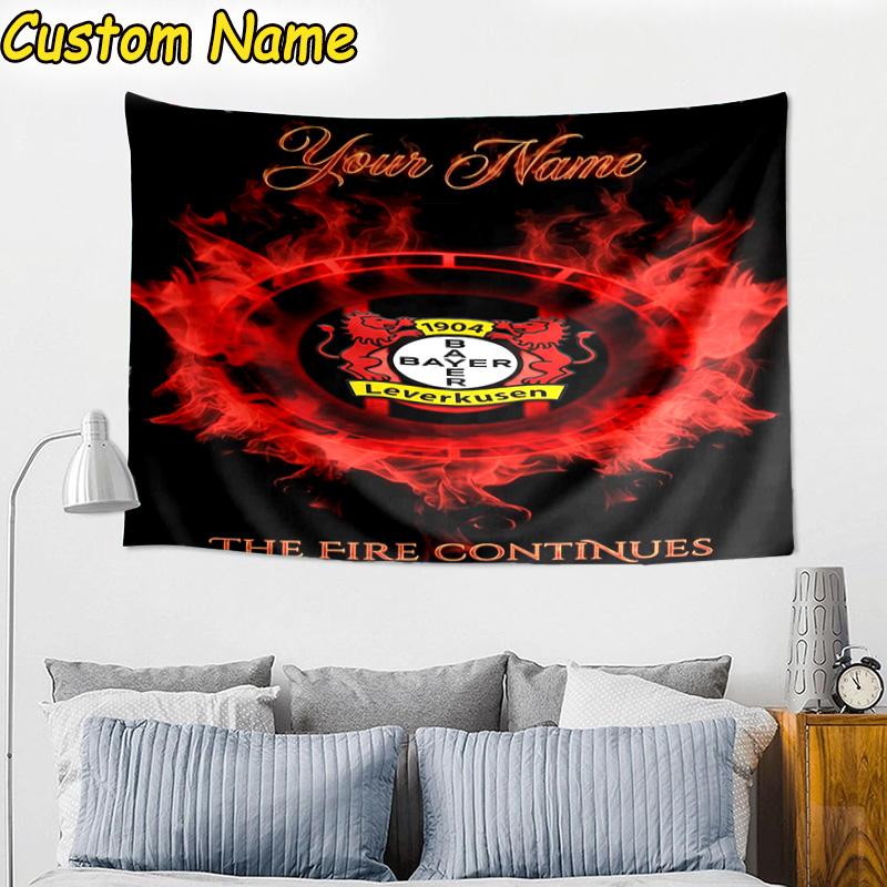 Custom Name Bayer Leverkusen Crest Tapestry Room Decoration Wall Hanging for Living Room Bedroom, dormitory, Birthday and Christmas gifts