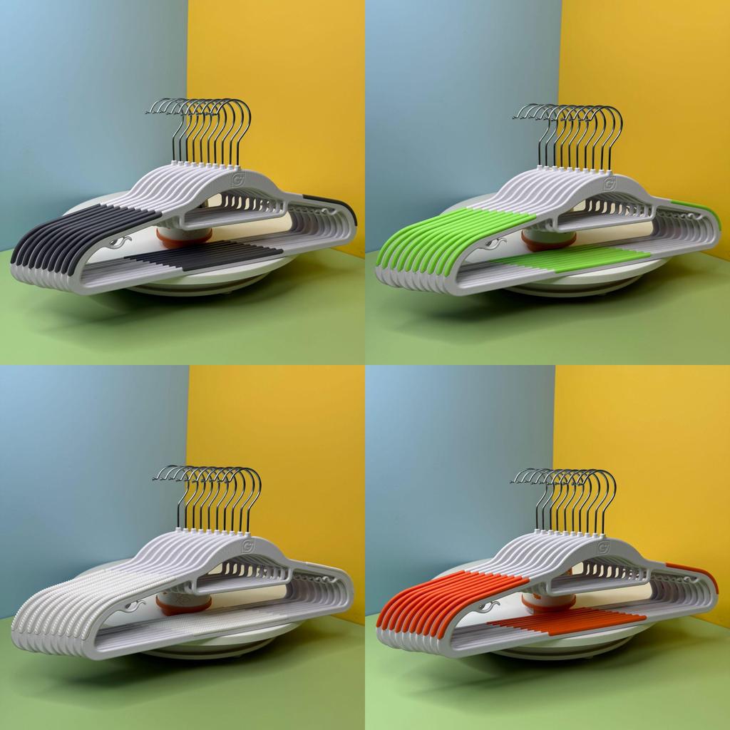 Big White Nonslip Plastic Hanger For Clothes And Pants Storage With Flexible Rotation