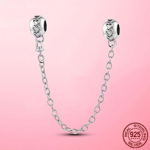Бусины из стерлингового серебра 925 пробы, классическая защитная цепочка, стопорный зажим, подвеска, подходит для оригинального модного браслета, серебро 925 пробы, изготовление ювелирных изделий, подарок
