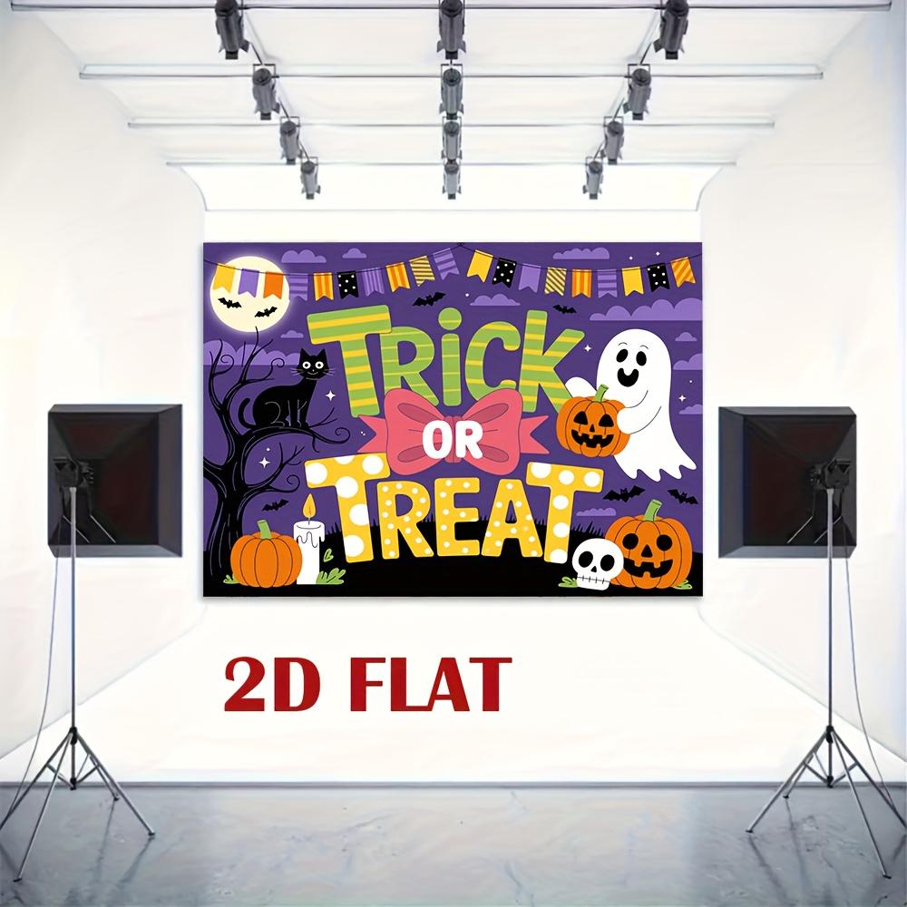 2D planar background banner, colorful "TRI OR TREAT" Halloween pattern background fabric, party decoration.XY