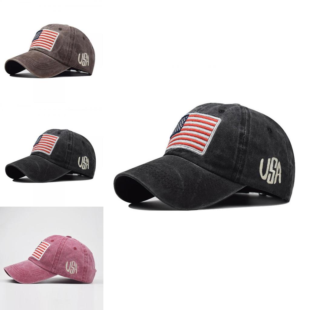 Бейсболка с вышивкой в ретро-стиле, винтажная выстиранная классическая хлопковая шляпа с флагом, мужская регулируемая кепка