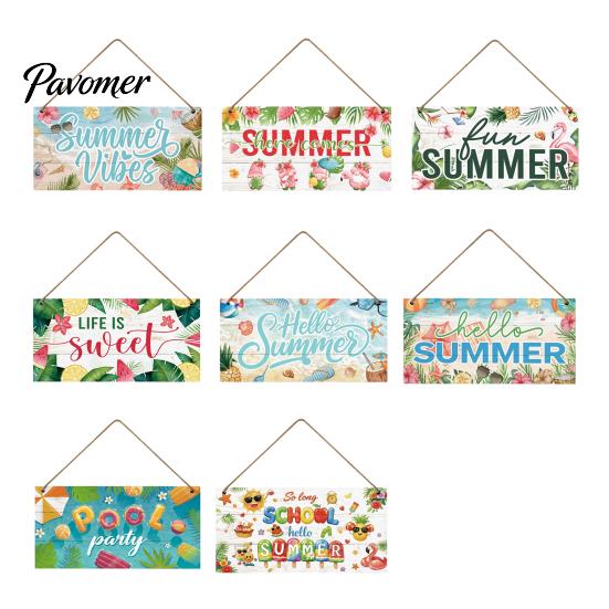Wall Art for Porch Summer Wooden Hanging Sign, Beach Theme Welcome Sign Front Door Decor with Rope, Colorful Hanger Seasonal Farmhouse House