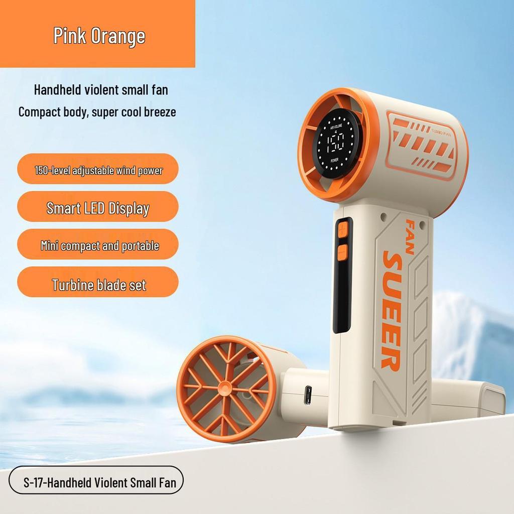 Mecha-Style High-Speed Handheld Fan with 150-Speed Turbine Blades and Large Capacity