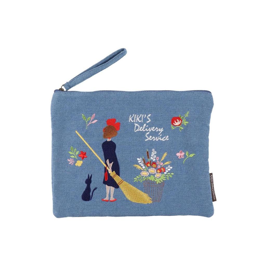 Studio Ghibli Kiki's Delivery Service Denim Embroidery Series Clutch Bag NEW