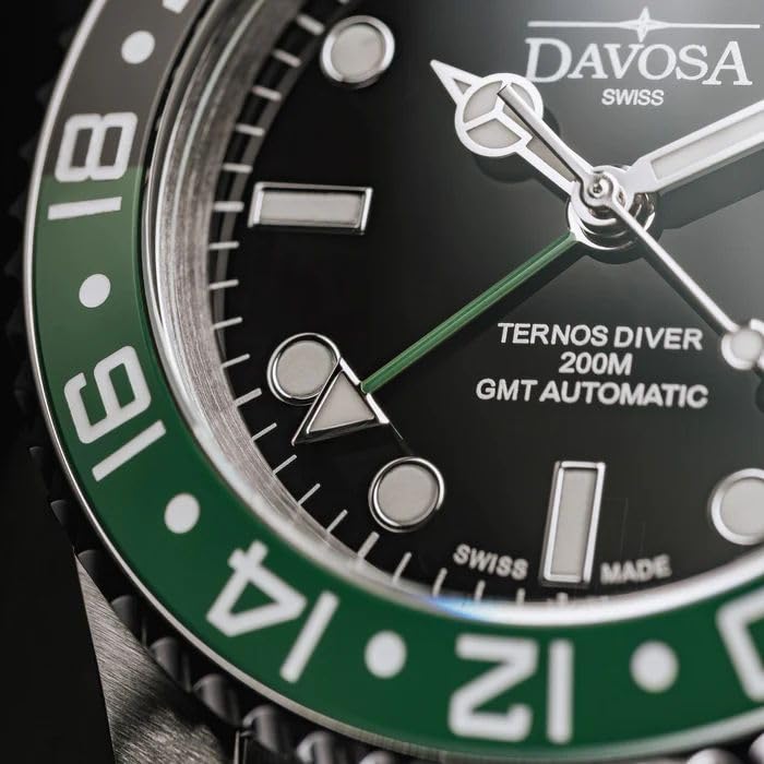Davosa Ternos Ceramic GMT Automatic 20 АТМ Водонепроницаемые Швейцарские Серебристые Мужские Часы, Устойчивые, Сделано, 161.590.07,