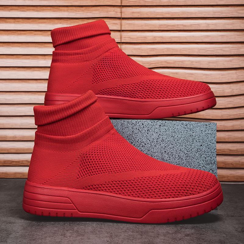 Модная женская обувь Повседневная обувь с высоким верхом на плоской подошве для пар Кроссовки на платформе Носки без застежек Обувь для мужчин