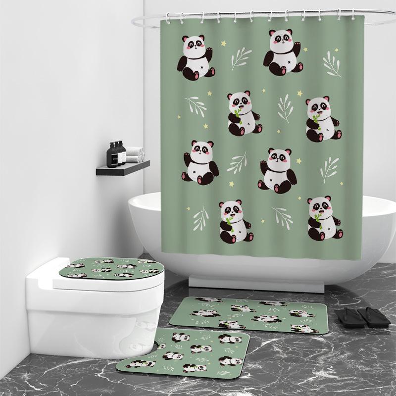Занавеска для душа серии Panda с цифровым принтом, занавеска для ванной комнаты, водонепроницаемая тканевая занавеска для душа