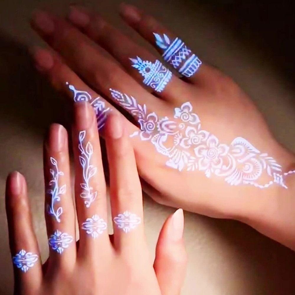 Wedding Tool Luminous Henna Tattoo Sticker Leg Arm Lace Temporary Tattoo  Women/Lady