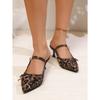 Fashion High Heels Leopard Baotou Sandals Fairy Shoes 2025 New Summer Temperament Pointy Bow Shoes
