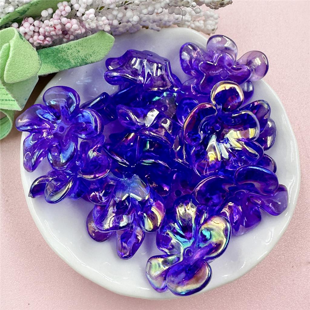 Hanmade Transparent DIY Handmade Materials 21.4*23.6mm Fashion Irregular Necklaces Jewelry Marking Acrylic UV Color Big Flower Beads 10pcs