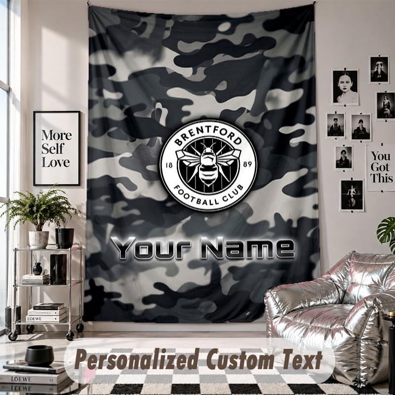 Custom Tapestry Wall Hanging, Brentford Football Personalized Name Text Home Wall Decor