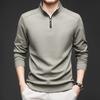 Men S Casual Loose Stand Collar Long Sleeve Solid Color T Shirt