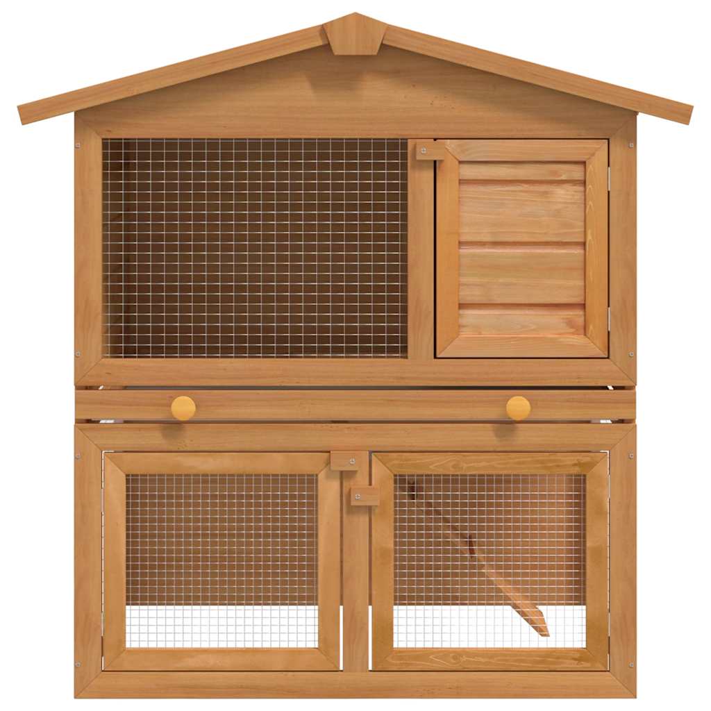 Rabbit Hutch Small Animal House Rabbit Cage with 3 Doors Wooden