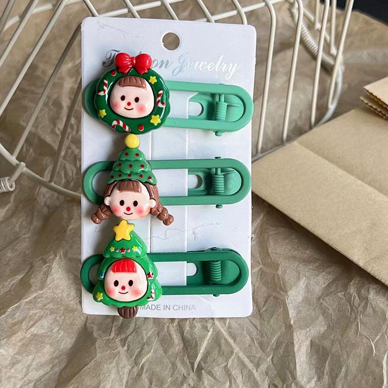 Adorable Christmas Cartoon Girl Flower Hair Clip Duckbill for Baby Bangs