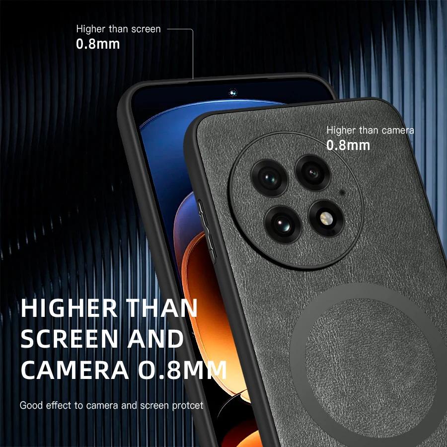 Классический кожаный чехол для беспроводной зарядки Magsafe Magnetic Case для OnePlus 13 12 11 Ace 2 2Pro 2v 3 3V Nord N20 5G Мягкая задняя крышка
