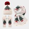 Kids Winter Warm Knit Hat Scarf Gloves Set Christmas Style Cute Accessory Boys Girls 4-10 Years