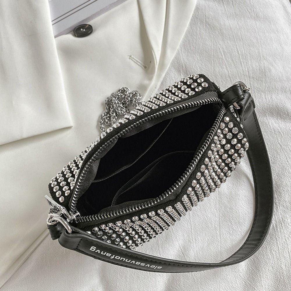 Маленькая квадратная сумка большой вместимости, сумка на плечо с цепочкой на молнии, индивидуальная сумка со стразами, для вечеринки