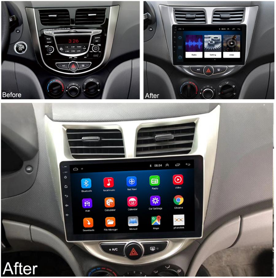 9'' Автомагнитола Радио Mirror Link OBD Для Hyundai Solaris Accent Verna 10-16