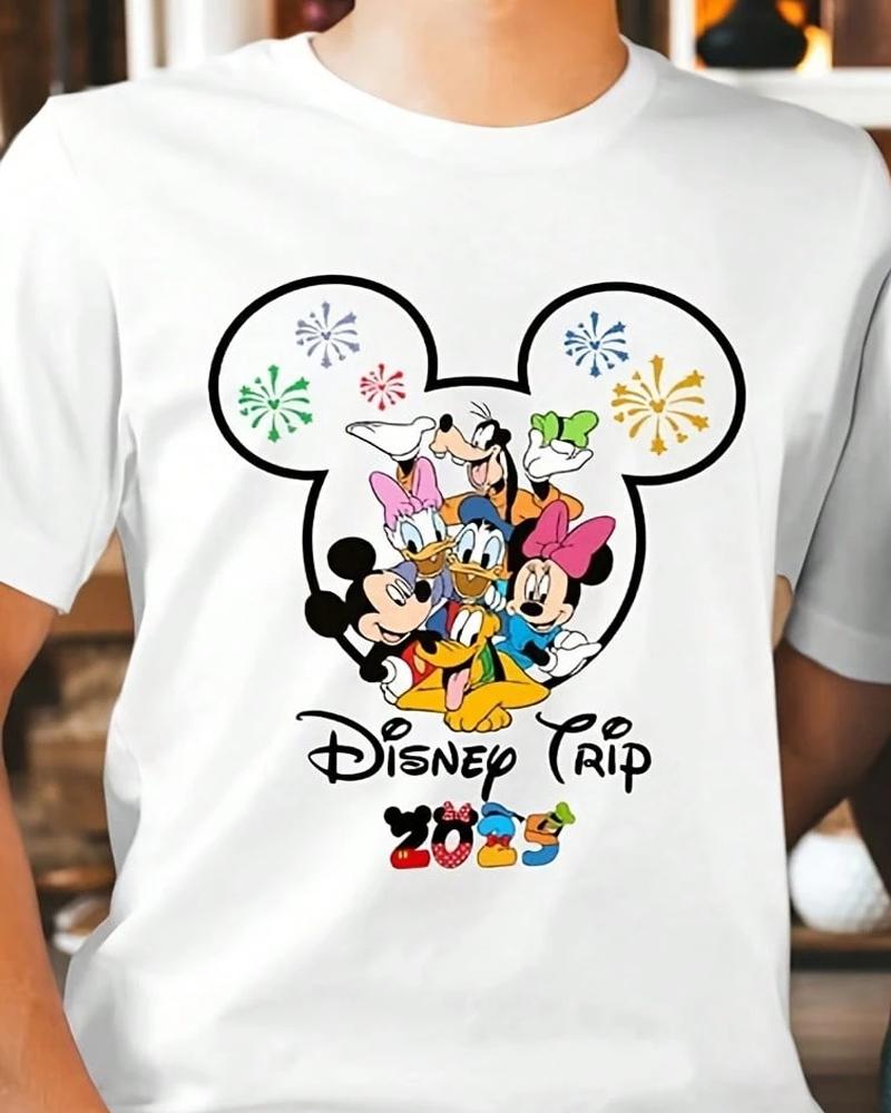 Disney T-Shirt Family Day Tour 2025 Family Summer Vacation Tops Oversized Kids Girls Clothes Men's T-Shirt Y2k Ladies Clothes