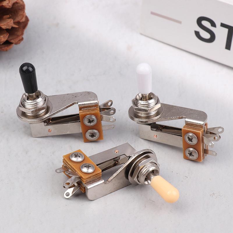 L-Type 3 Way Toggle Switch Right Angle L-Shaped Electric Guitar Pickup Selector Switch With Black/ Yellow/ White Plastic Cap