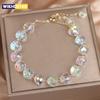 Кристальный Плетеный Женский Браслет Новая Мода Блестящие Кристальные Каменные Бусины Эластичная Веревка Браслеты для Женщин Милые Украшения