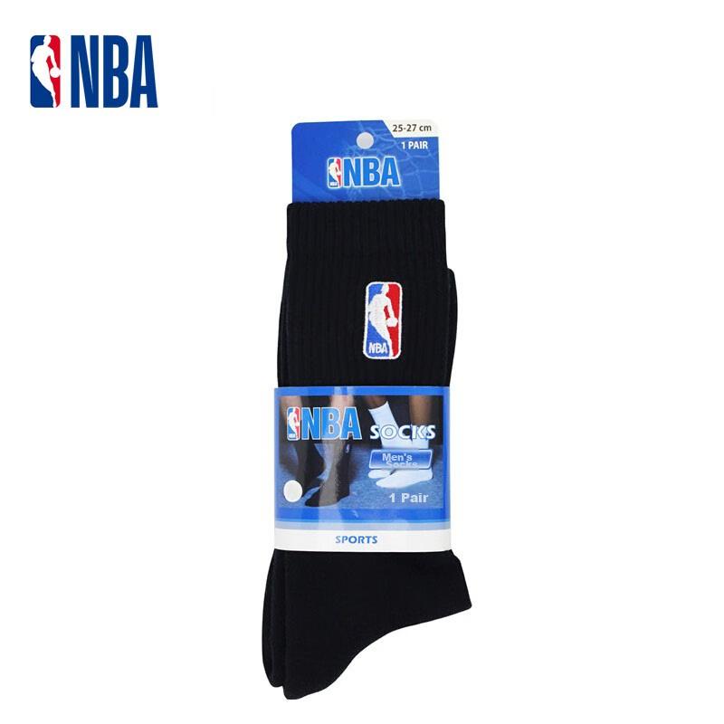 NBA Casual Basketball Socks for Men, Sports Long Socks, Autumn And Winter Terry Bottom Thick Cotton High Tube Black Socks, 2 Pairs