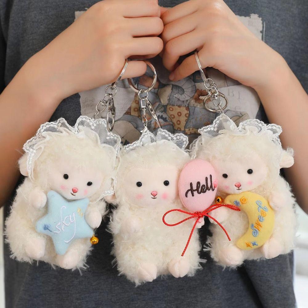 Kawaii Lamb Plush Keychain Cute Fluffy Sheep Keyring Lovely Little Lamb Dolls Pendant Gifts
