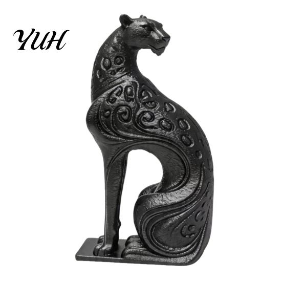 Niche Decorative Craft Item 3D Printed Hollow Leopard Figurine, Modern Abstract Cheetah Sculpture Elegant Office Desk Accessories for Shelf,