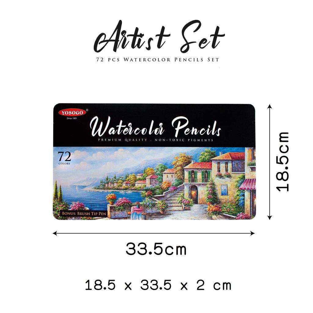 YOSOGO Watercolor for Watercolor in Aluminum Case Pencils, 72-Piece Set, Painting,