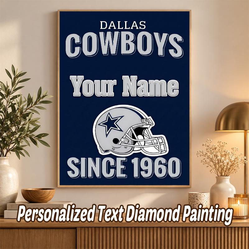 Dallas Cowboys Custom Name Text 5D Diamond Painting Kit DIY Full Drill Diamond Art Decoration